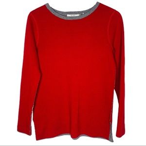 ost Cotton Cashmere‎ Crew Neck Sweater Red Gray